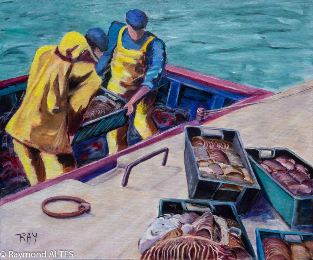 Tableau de Raymond ALTES Retour de pêche à la morgate