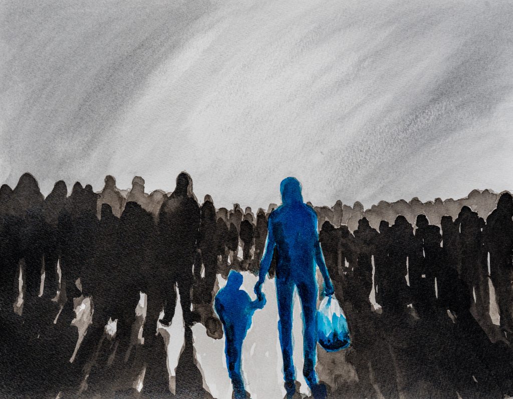 Raymond ALTES-Tableaux -iIs marchent. Depuis des jours