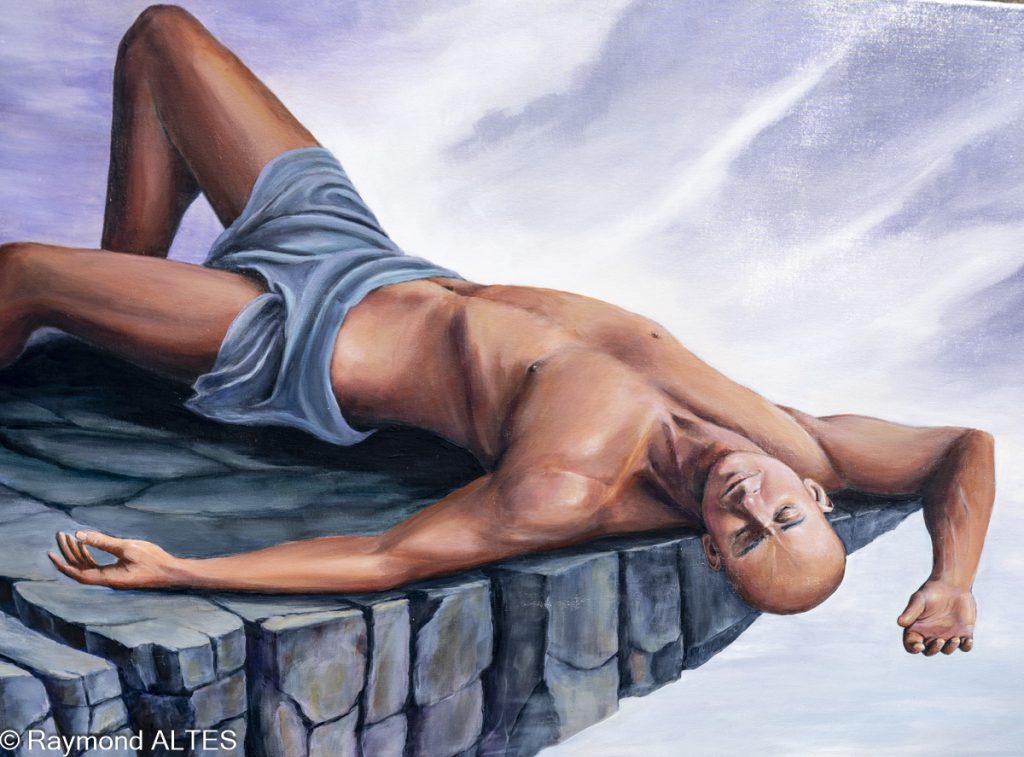 Détail du tableau de Raymond ALTES - La falaise -