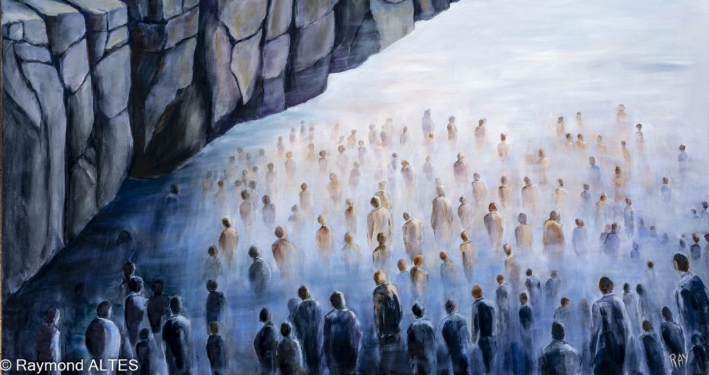 Détail du tableau de Raymond ALTES - La falaise -