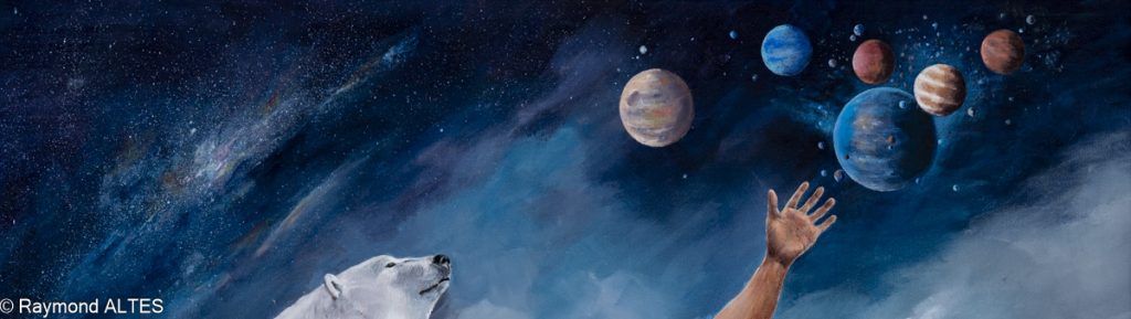 Le Radeau de Raymond Altès, détail du registre supérieur, planètes et ciel encombré de promesses